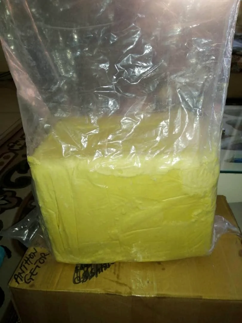 Prepared natural butter packed in a clear protective liner