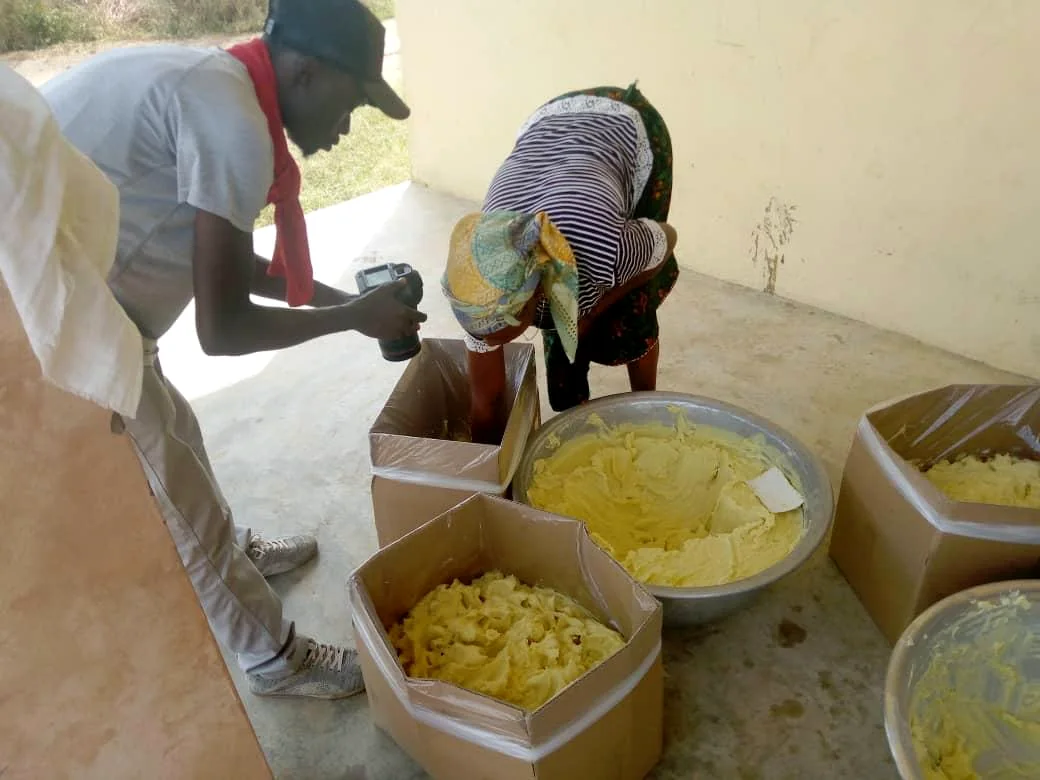 Natural product being prepared and packed during production