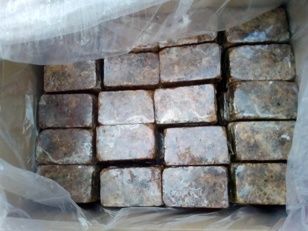 Traditional natural product blocks arranged for storage or transport